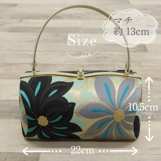【 草履バッグセット 大花柄 】フリーサイズ 23.0～24.5cm 草履バック 草履バックセット 成人式 結婚式 卒業式 帯地 西陣織 草履 厚底 4枚芯 花柄 礼装 フォーマル ブルー ブラック ターコイズ レディース フォーマル かばん バック バックセット 履物 振袖 訪問着 和装小物