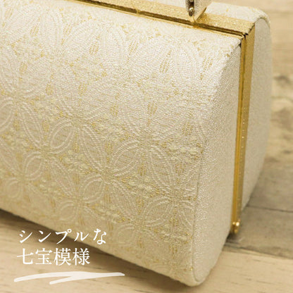 華千年 草履バッグセット 七宝柄 Lサイズ 22.5～24.5cm 草履バック 草履バックセット 成人式 結婚式 卒業式 帯地 西陣織 草履 2枚芯 花柄 礼装 フォーマル ホワイト ゴールド レディース バッセット バック フォーマル かばん 履物 振袖 訪問着 和装小物 K23-31