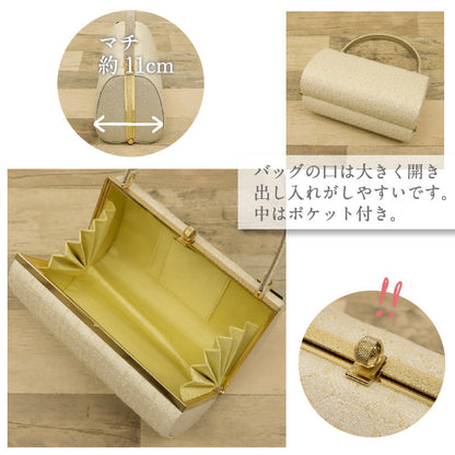 華千年 草履バッグセット 七宝柄 Lサイズ 22.5～24.5cm 草履バック 草履バックセット 成人式 結婚式 卒業式 帯地 西陣織 草履 2枚芯 花柄 礼装 フォーマル ホワイト ゴールド レディース バッセット バック フォーマル かばん 履物 振袖 訪問着 和装小物 K23-31