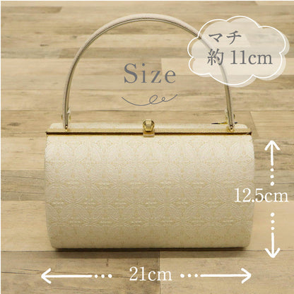 華千年 草履バッグセット 七宝柄 Lサイズ 22.5～24.5cm 草履バック 草履バックセット 成人式 結婚式 卒業式 帯地 西陣織 草履 2枚芯 花柄 礼装 フォーマル ホワイト ゴールド レディース バッセット バック フォーマル かばん 履物 振袖 訪問着 和装小物 K23-31
