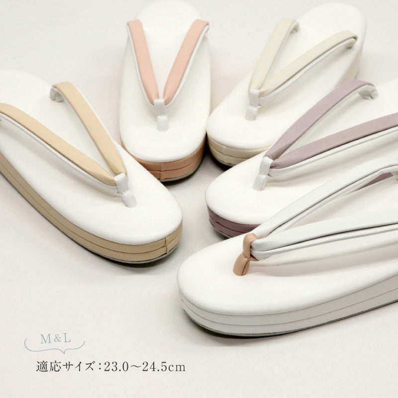 草履 全5色 M&Lサイズ フリーサイズ 23.0～24.5cm シンプル 洒落草履 レディース ホワイト アイボリー パープル ピンク ピンクベージュ 合皮 おしゃれ モダン パールカラー ワンサイズ ぞうり 女性 女物 和服履物 小紋 紬 着物 和装小物 k24-66